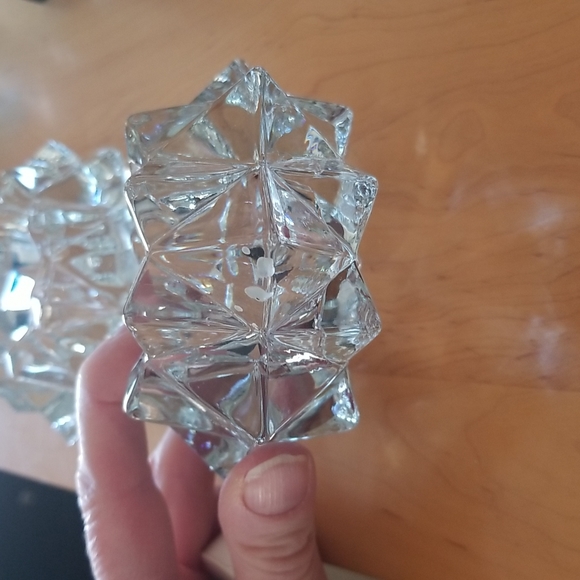 🔮 Two HEAVY Vintage Glass Tea Light Holders in Star Shape - Picture 3 of 11